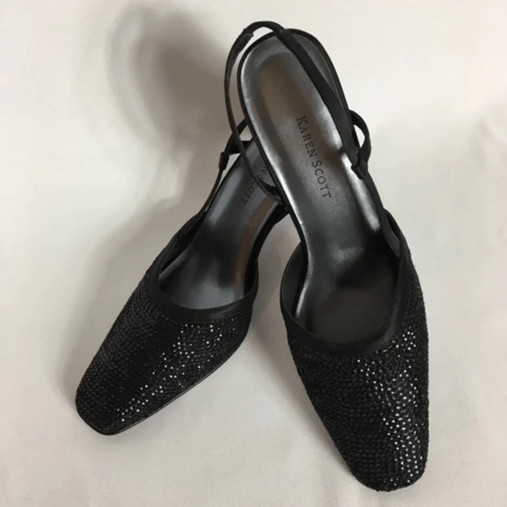 Karen‎ Scott Black Square heel shoe Size 7.5 Sling Back